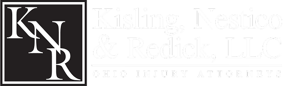 Logo featuring white letters KNR on a black square, next to the text Kisling, Nestico & Redick, LLC Ohio Injury Attorneys in white on a light background.