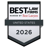 A badge with the text Best Law Firms, Ranked by Best Lawyers, United States, 2026 in black, red, and gray lettering on a shield-shaped background.